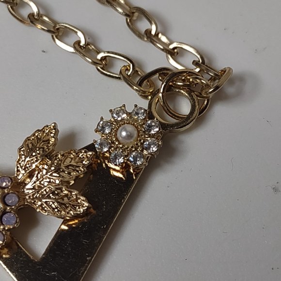 Letter A Decorative Pendant On Long 36 Inch Gold Tone Chain - Picture 5 of 10